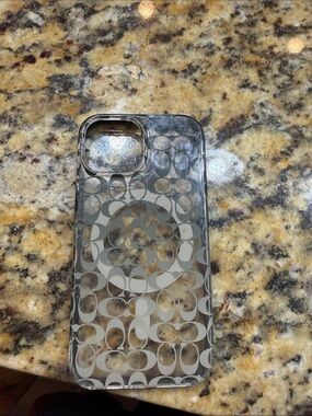 Coach Gray Signature Clear iPhone Case